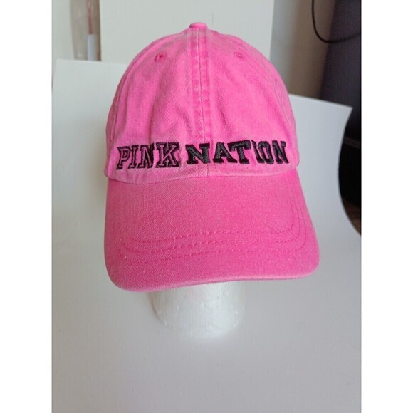 Victoria's Secret Hat PINK NATION Baseball Cap Neon Pink Sports Adjustable Back - Picture 2 of 10
